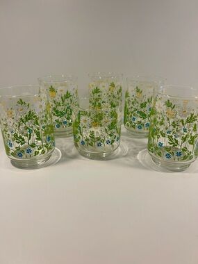 Vintage Daisies Don’t Tell Drinking Glasses Set of 6 Floral Retro Tumblers 1970s